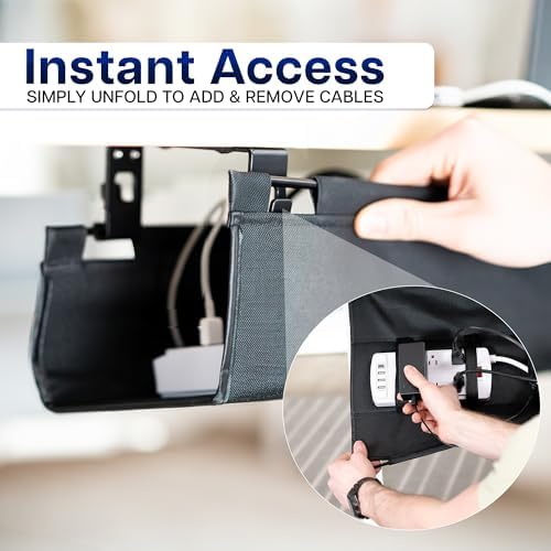 VIVO Black Screw-on 16 in Fabric Cable Management Tray, DESK-AC16F-S - Image 3