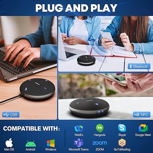 Conference Call Speaker and Microphone for Teams, Zoom, Home Office, Black - Image 5