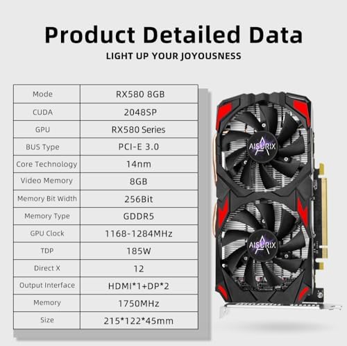 Kelinx AISURIX RX 580 8GB GDDR5 Graphics Card 2*HDMI/1*DP Gaming GPU - Image 2