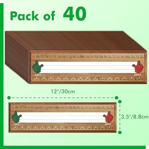40 PCS Desk Name Tags, Waterproof Desk Nameplates with Alphabet, Number Line 1-30 Erasable and Reusable Traditional Manuscript Name Plate for Classroom School Student (12” x 3.5”) - Image 2