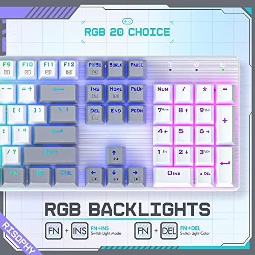 Wireless Mechanical Keyboard, Triple Mode 2.4G/USB-C/Bluetooth Gaming Keyboard, 104 Keys Programmable, Customize RGB Backlit, Red Switch, Bicolor PBT Keycaps, Rechargeable Wired Keyboard for Laptop PC - Image 6