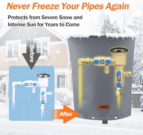 TOHONFOO Backflow Preventer Cover, Pipe Freeze Insulation, 16" Wx20 H, Grey - Image 3