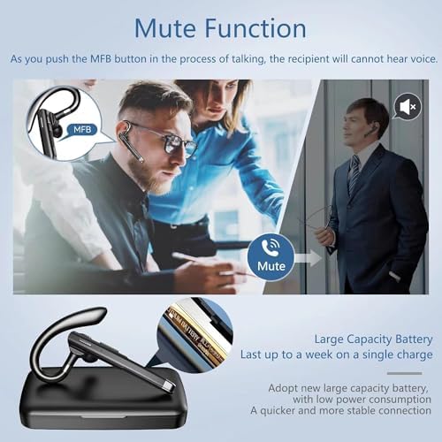 Bluetooth Headset with Microphone, Wireless Trucker Earpiece - Image 4