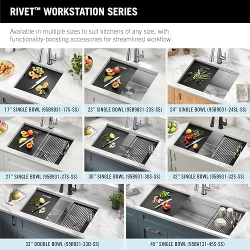 DELTA FAUCET Rivet 24-inch Workstation Laundry Utility Kitchen Sink Undermount 16 Gauge Stainless Steel Single Bowl with WorkFlow Ledge and a Kit of 5 Accessories, 95B9031-24SL-SS - Image 3