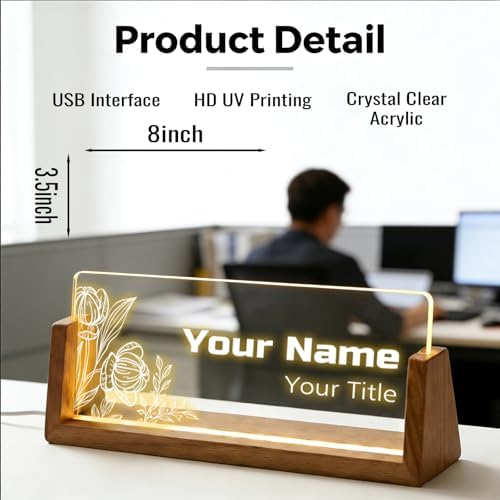 Custom Desk Name Plate,Light Up Acrylic Office Sign, Personalized Gift for Boss Coworker Teacher, Employee Appreciation Award, Home Office Decor - Image 5