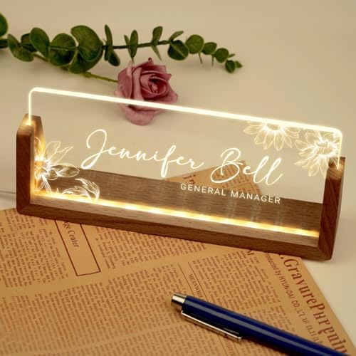 Desk Name Plate Personalized, Custom Acrylic Name Plate for Desk, Office Decor for Women Men, Appreciation Gifts for Coworkers Boss Teacher - Light-Up Name Plaque - Image 4