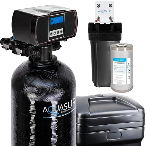 Aquasure Harmony Series 30,000 Grains Whole House Water Softener with Automatic Digital Metered Control Head | Fine Mesh Resin for Iron Removal, Reduces Hardness & Improves Water | for 1-2 bathrooms by Aquasure