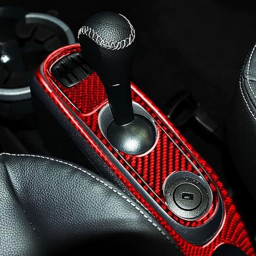 Car Center Console Shifter Transmission Panel Sticker Set Real 3K Red Carbon Fiber Decoration Interior Accessories Trim Compatible with Benz Smart Fortwo 2011 2012 2013 2014 2015-Type C - Image 4