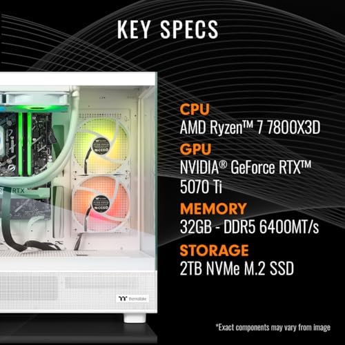 Thermaltake LCGS View 7870TS-270 Gaming Desktop (AMD Ryzen™ 7 7800X3D, ToughRam 32GB DDR5 6400MT/s RGB Memory, NVIDIA® GeForce RTX™ 5070 Ti, 2TB NVMe M.2, WiFi, Windows 11) V27S-B850-57T-LCS - Image 2