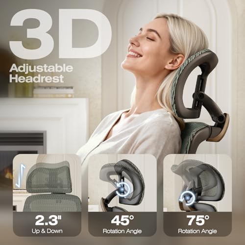 ELABEST X100 Ergonomic Mesh Office Chair with Footrest, Big and Tall Home Desk Chair with 5D Flip-Up Arms, Adjustable 3D Lumbar Support, Gaming & Executive Computer Chair (Forest Ranger) - Image 4