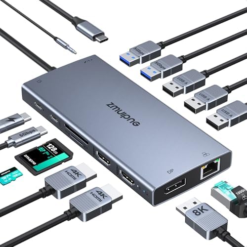 USB C Docking Station Dual Monitor Laptop Docking Station 2 HDMI 4K DP 8K by ZMUIPNG
