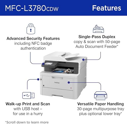 Brother MFCL3780CDW Wireless Digital Color All-in-One Laser Printer, Single Pass Duplex Copy & Scan | Includes 2 Month Refresh Subscription Trial ¹ Amazon Dash Replenishment Ready (Renewed Premium) - Image 3