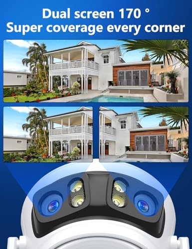 Wireless Security Camera 3 Lens 5G/2.4G WiFi 6MP Triple Lens Camera,2K HD PTZ Dome Cameras with Automatic Cruise, Color Night Version, Motion Detection - Image 2