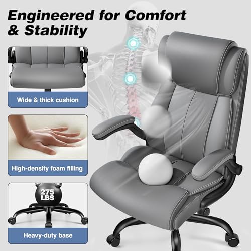BESTFAIR Ergonomic Office Chair, Adjustable Lumbar Support, High Back, Gray - Image 5