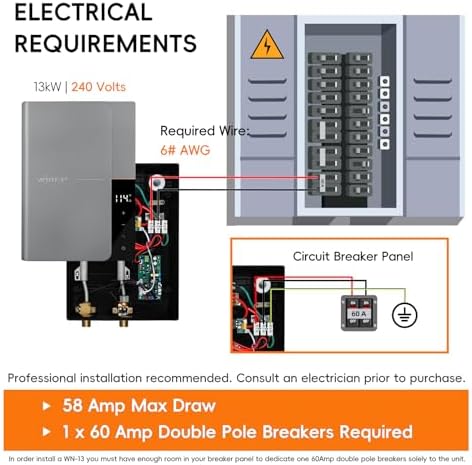13.8kW Tankless Water Heater Electric 240V Up to 3.1 GPM ETL - Image 2