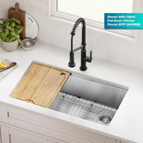 KRAUS Fairlane 32 in Undermount Workstation Single Bowl 18-Gauge Stainless Steel Kitchen Sink with Accessories, KWU610-32 - Image 2