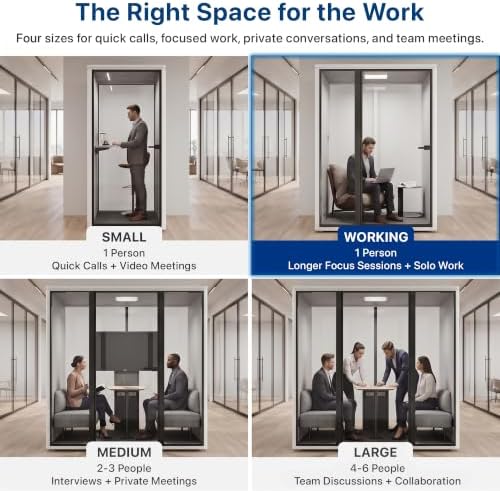 Uncaged Ergonomics Working Office Pod, 1-Person Acoustic Office Phone Booth with Ventilation, LED Lighting and Power, White - Image 5