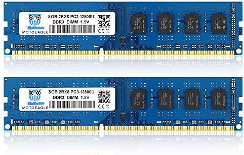 Motoeagle 16GB (2X8GB) PC3-12800U DDR3-1600 UDIMM RAM 2Rx8 DIMM DDR3 8GB 1600MHz PC3 12800 SDRAM 240-Pin 1.5v CL11 Non-ECC Desktop PC Memory Kit by motoeagle