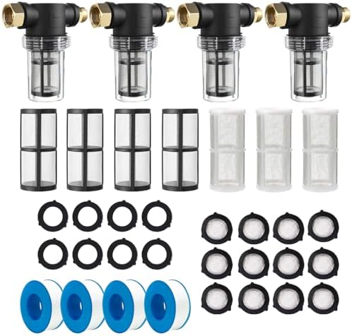 4 Pcs Washing Machine Water Filter with 40 Mesh 100 Mesh Screen Garden Hose Percolator Pressure Washer Percolator Inline Water Sediment Filter for RV Camping Car Wash by UCEHIPAW