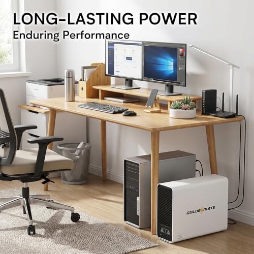 GOLDENMATE 1000VA/800W Lithium UPS Battery Backup & Surge Protector, White - Image 2