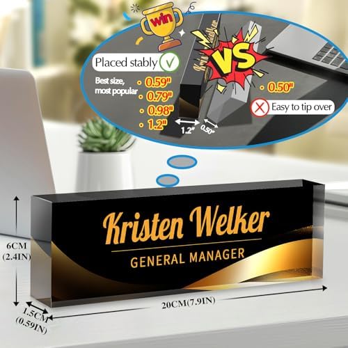 Custom Office Name Plate for Desk - Desk Name Plate Personalized Gifts for Coworkers, Boss, Employees, Teacher, Nurse - Office Desk Decor for Women Men - Employee Appreciation Gifts (Black Gold) - Image 2