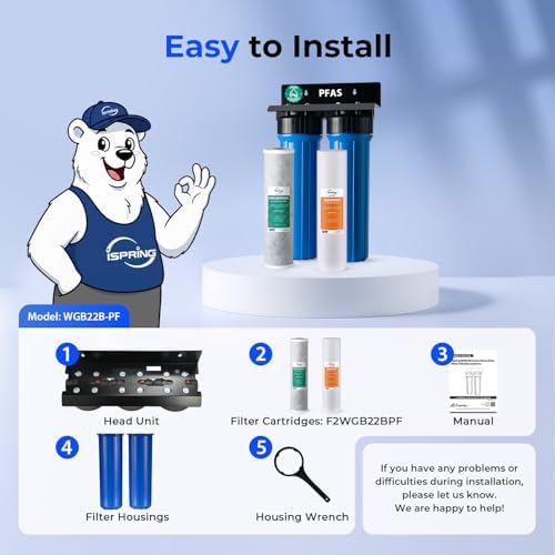 iSpring PFAS-Reducing Whole House Water Filter System, Also Removes Chlorine, Sediment, Rust, and Odor, SGS-Tested Reducing up to 99% of PFAS, 1” Inlet/Outlet, Model: WGB22B-PF - Image 6