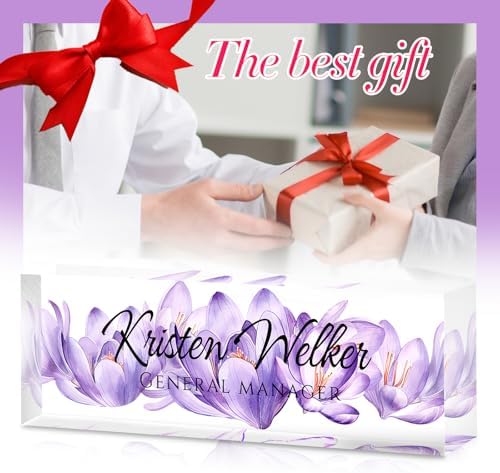 Custom Office Name Plate for Desk - Desk Name Plate Personalized Gifts for Coworkers, Boss, Employees, Teacher, Nurse - Office Desk Decor for Women Men - Employee Appreciation Gifts (Purple Lotus) - Image 6
