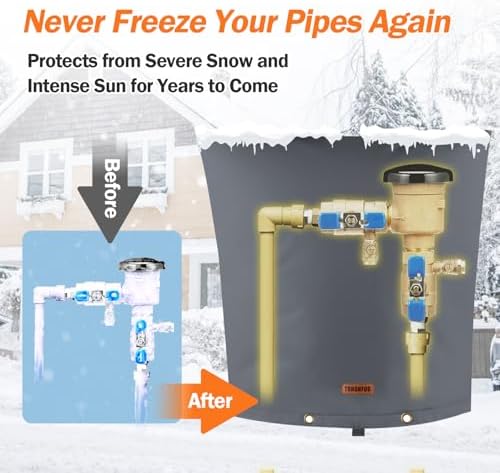 TOHONFOO Backflow Preventer Cover, Pipe Freeze Insulation, 24" Wx26 H, Grey - Image 3