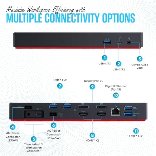 Lenovo 40AN0135US Thunderbolt 3 Dock Gen 2 - Thinkpad Docking Station - Image 4