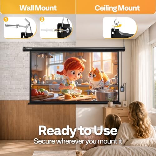 VIVOHOME 100 Inch 16:9 Motorized Projector Screen, Black - Image 6