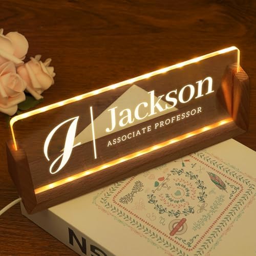 Custom Light Up Name Plate for Desk, Desk Name Plate Personalized with Logo, Employee Appreciation Gift, Personalized Office Gifts for Boss Coworkers Teacher, Office Decor for Women Men (Initials Style) - Image 5
