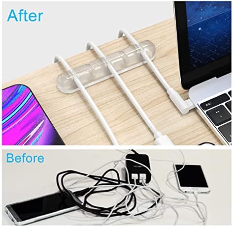 INCHOR Cord Organizer, Clear Cable Clips Cable Management, Cable Organizers USB Cable Holder Wire Organizer Cord Clips, 2 Packs Cord Holder for Desk Car Home and Office (5, 3 Slots) - Image 2