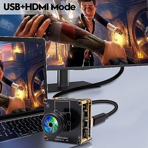 HDMI 4K Webcam - USB HDMI Simultaneous Output Streaming Camera - 2X Digital Zoom, 180 Degree Fisheye Lens - PC Camera for Raspberry Pi, Jetson Nano, Laptop, Online Teaching - Image 2