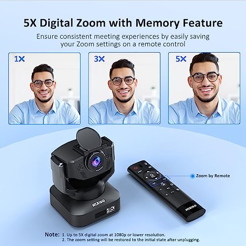 Zoom Certified, NexiGo N990 (Gen 2) 4K PTZ Webcam, Video Conference Camera System with 5X Digital Zoom, Sony_Starvis Sensor, Position Preset, Dual Stereo Mics, 3.5mm Audio Jacks for External Mics - Image 5