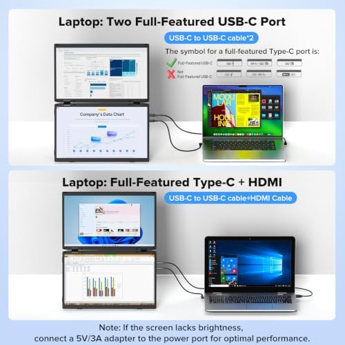 15.6" Laptop Screen Extender, 1080P FHD Travel Thin Triple Portable Monitor - Image 7