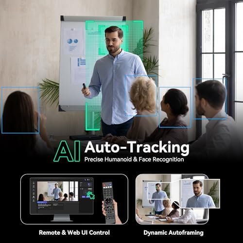 Tenveo 4K NDI PTZ Camera AI Humanoid & Face Auto-Tracking, AI Gesture Control, HDMI/USB3.0LAN/(PoE) PTZ Camera 20X Zoom IP Live Streaming, for Church Services Worship Video Conference Live Streamings - Image 4