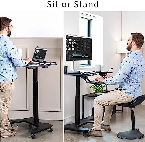 VIVO Black Electric 36 in Dual Platform Standing Desk Cart, DESK-V111VT - Image 6