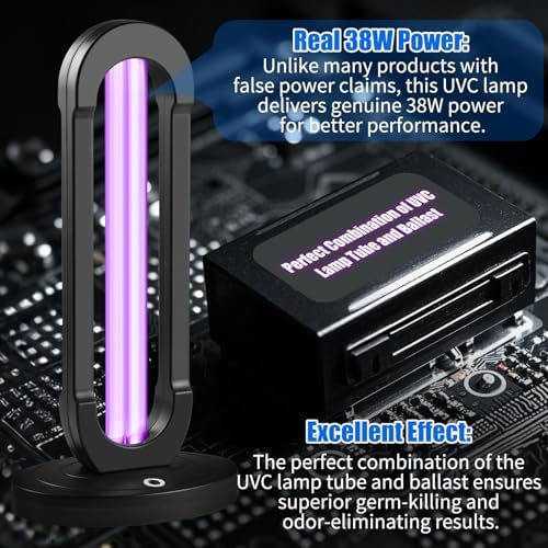 38W UV Light UVC Lamp | 265nm Air & Surface Refreshment | One-Piece Construction, 3-Stage Timer, Remote + Manual Control w/Buzzer | Avoid Exposure (with Ozone) - Image 3