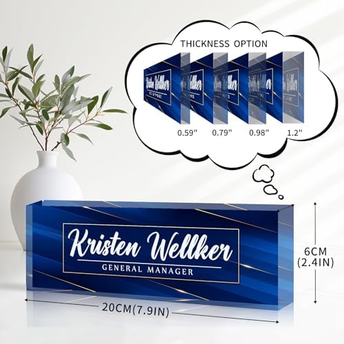 Desk Name Plate Personalized Name Plate for Desk, Office Desk Decor, 3D Style Personalized Plaque Name Plates for Desks Custom Appreciation Gifts for Boss Lady Employee Coworkers (Deep Blue) - Image 4