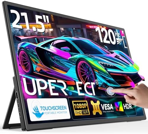 UPERFECT 21.5” 120HZ Touchscreen Portable Monitor w/Stand & VESA, Large Portable Gaming Monitor with HDMI Type C, External Display for Laptops, Steamdeck, MacBook, Phones, Mini PC by UPERFECT