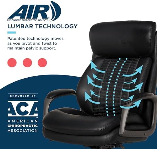 La-Z-Boy High-Back Ergonomic Office Chair, AIR Lumbar Support Leather Chair - Image 6