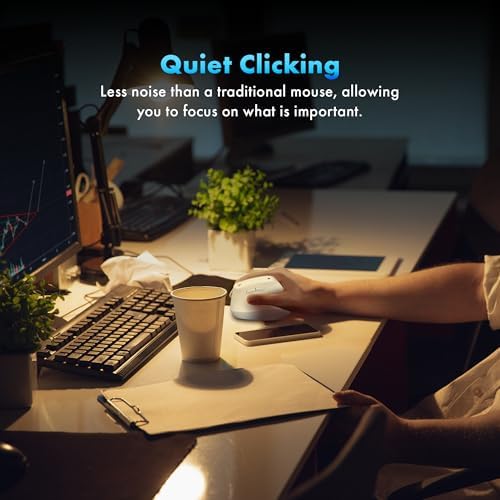 J-Tech Digital Wireless Mouse, Vertical Ergonomic Mouse with 2.4G Wireless & Bluetooth for 3 Multi-Device Function, Adjustable DPI Modes, Compatible with PC, Mac, Laptop - White - Image 6