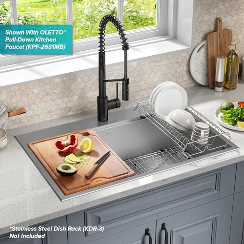 KRAUS Stainless Steel 33 in 16 Gauge Drop In Workstation Sink - Image 3