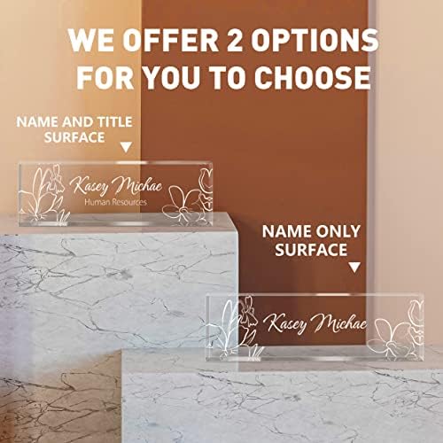 SalaGraphics Custom Engraved Acrylic Name Plates for Desks, Office Desk Plate Personalized, Decor Nameplate, Nurse Manager Employee Teacher Appreciation Gifts, Accessories (Flowers F) - Image 2