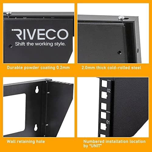 RIVECO 5U Wall Mount Vertical Rack Network Bracket Firm Constructed Easy Assembly Narrow Space Mounting Racks for AV & Stereo Equipment Black - Image 4