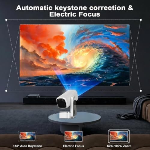 Portable Projector with 5W Dolby Audio Speakers,4K Support,180 Degree Rotation,Wi-Fi 6 and Bluetooth, Auto Vertical Keystone Compatible with HDMI/TV Stick/iPhone/Laptop(white-03P) (white-03) - Image 3