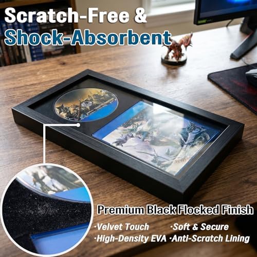 Video Game Display Frame Compatible with Ps5/Ps4/Ps3, Wall Mount and Tabletop Game Case Holder, Disc and Cover Storage Stand with Black Flocked Eva ,Gamer Gift - Image 5
