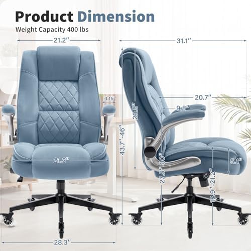 Fabric High Back Office Chair, Thick Padded Ergonomic Computer Desk Chair - Image 3