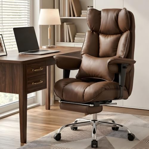 Efomao Executive Office Chair 400lbs,Brown Big and Tall Desk Chair by OFFICECHAIR