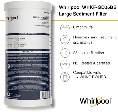Whirlpool Whole House Large Capacity Sediment Filter WHKF-GD25BB, Full Case of 4 Filters, NSF Certified 25-Micron Filtration, Replacement Cartridge Fits Most Home 10" x 4.5" Standard Filter Housings - Image 2